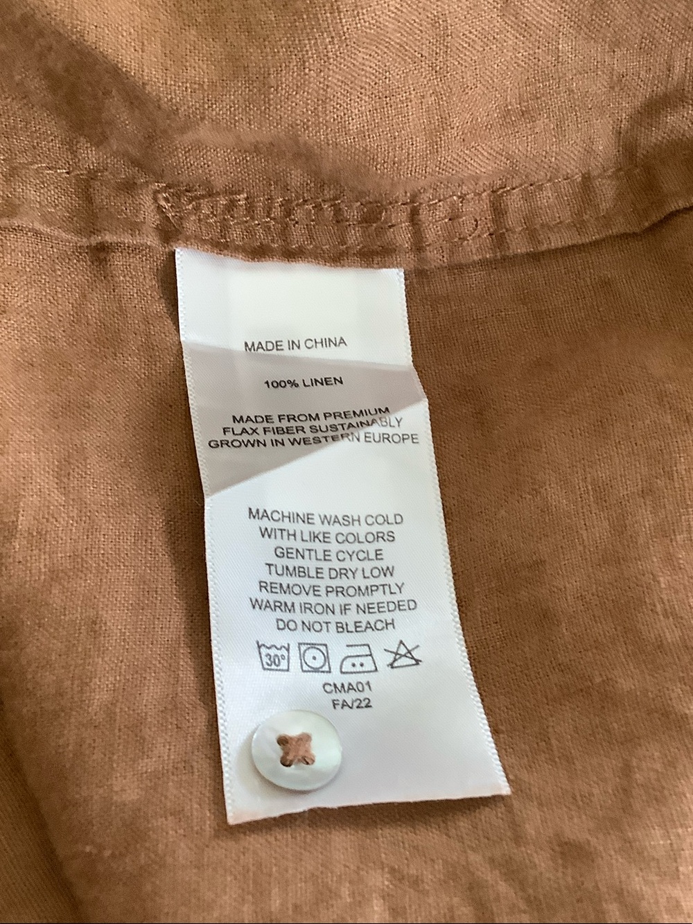 Quince Tan Pintuck Button-Front Short-Sleeve Dress - Picture 4 of 4